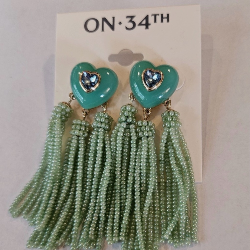 On 34th
Gold-Tone Crystal Heart & Beaded Fringe Drop Earrings - Picture 11 of 12